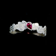 Pink Tourmaline Silver Oak Ring